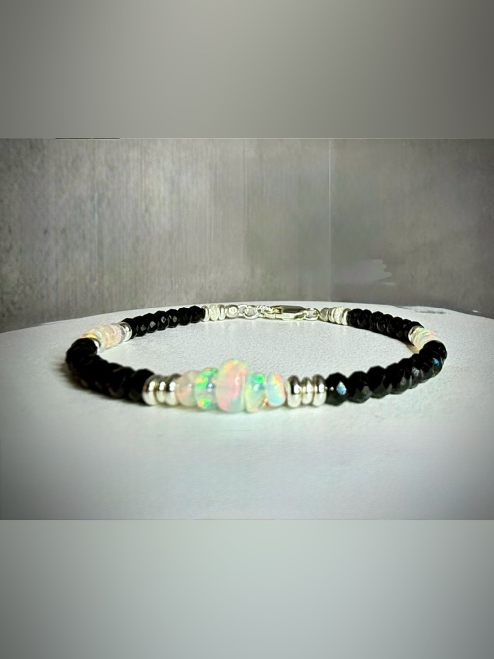 Ethiopian Opal Black Spinel Bracelet in Sterling Silver - Picture 8 of 8